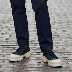 BiLLi Bi Rubber Leather Platform Lace Up Sneaker Made in Portugal Sz. 41/8